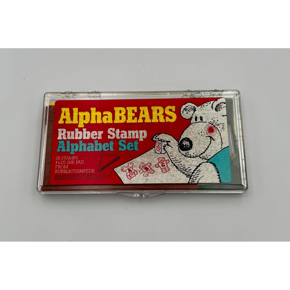 Vintage 1988 AlphaBEARS Rubber Stamp Alphabet Set Rubberstampede New Unused